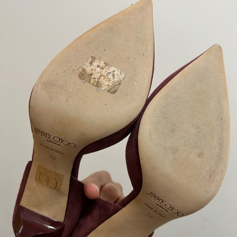 Jimmy Choo *Barely Worn* Burgundy Suede Addison D'Orsay Pumps - Picture 6 of 10